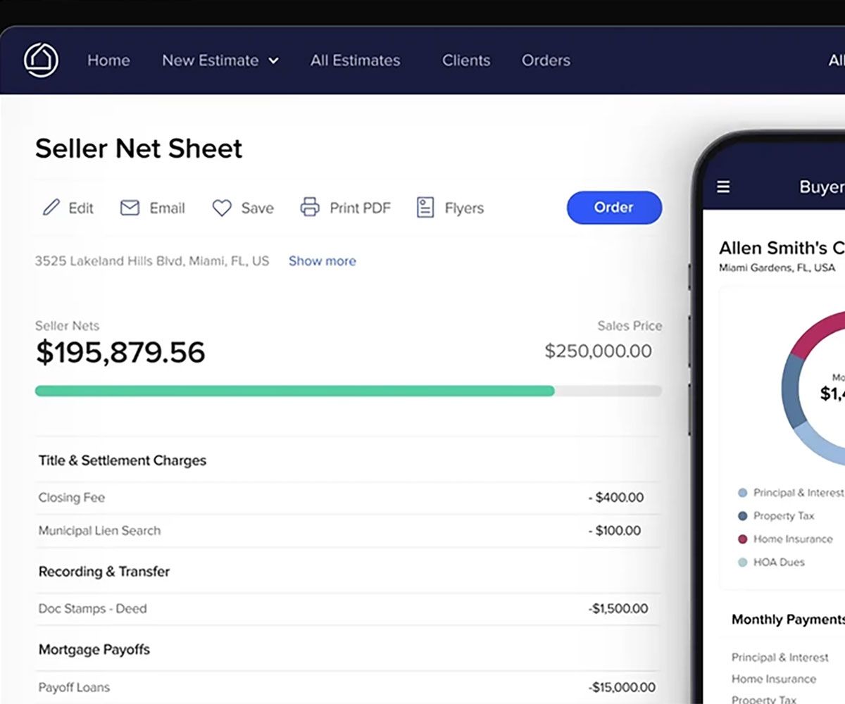Buyer and seller proceed net sheets for Ohio and Florida real estate agents by Infinity Title Agency