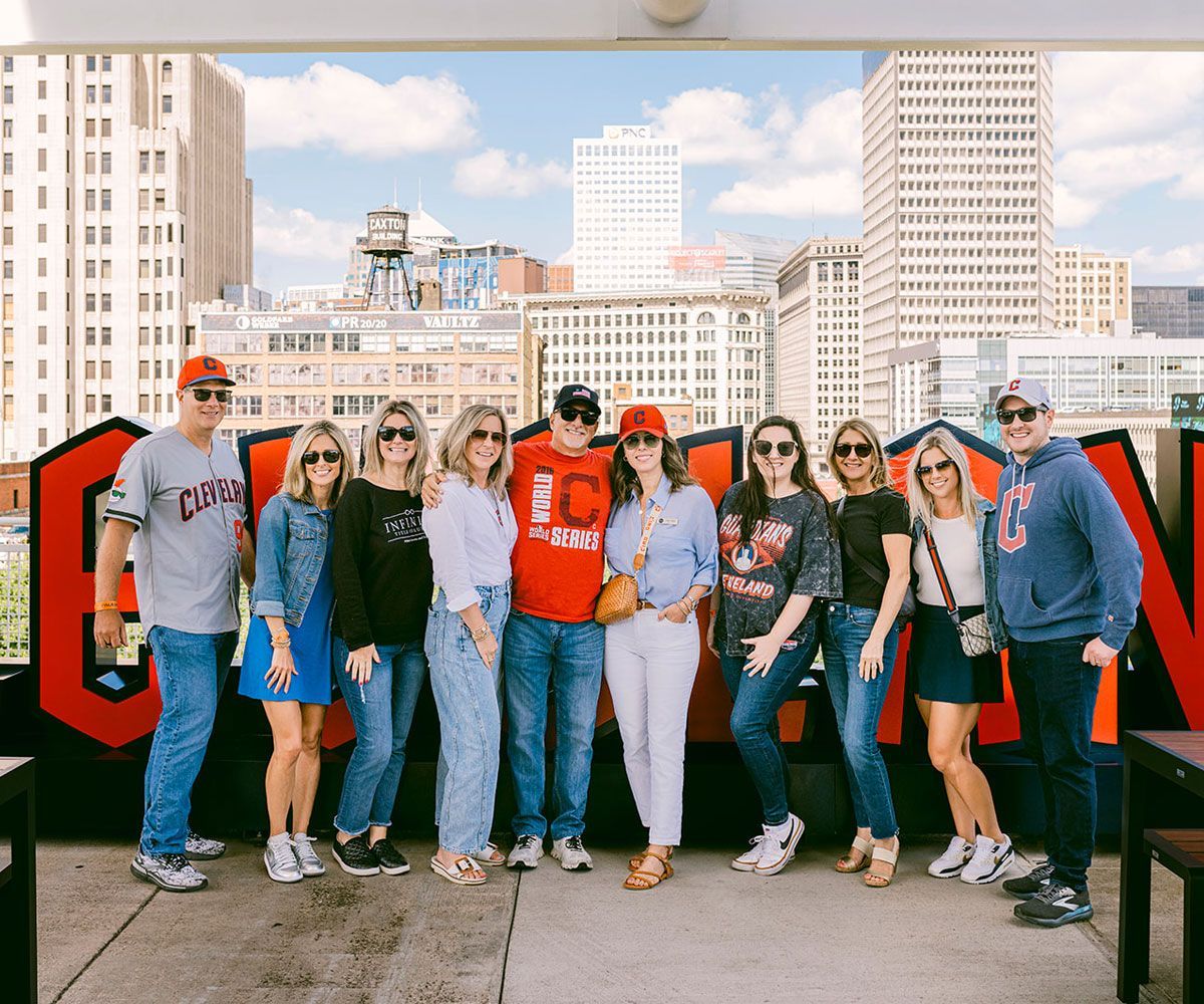 Team photo of Infinity Title Agency at Cleveland Indians game.