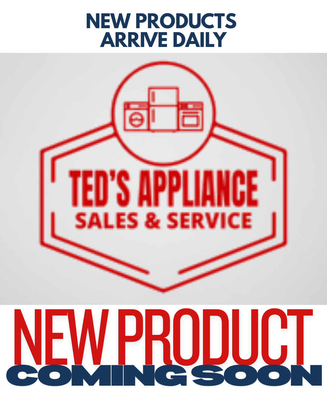 Ted's Appliance logo. Red and white graphic with appliances and the text