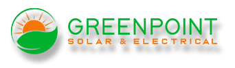 Greenpoint Solar & Electrical logo with green text and orange sun over hills