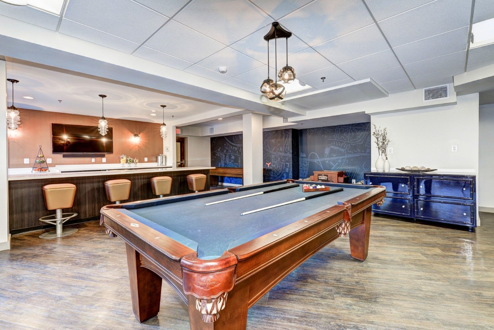 Billiards table at The Mark by Solaire in Alexandria, VA.