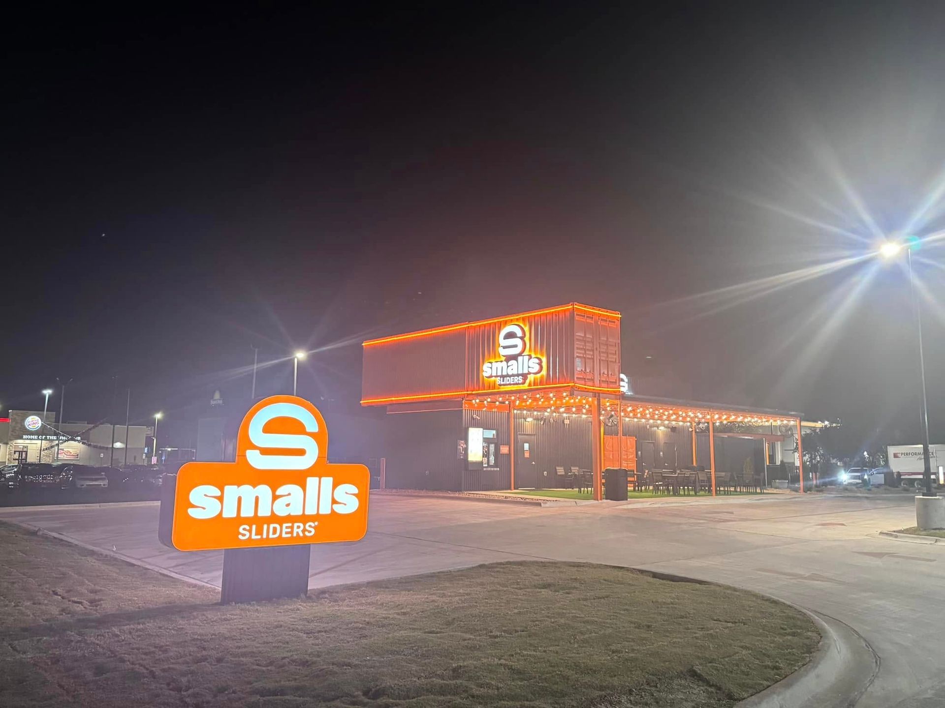 exterior lighting and sign installation for fast food restaurant