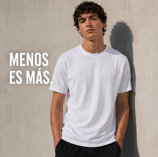 Joven con camiseta blanca y pantalones negros de pie