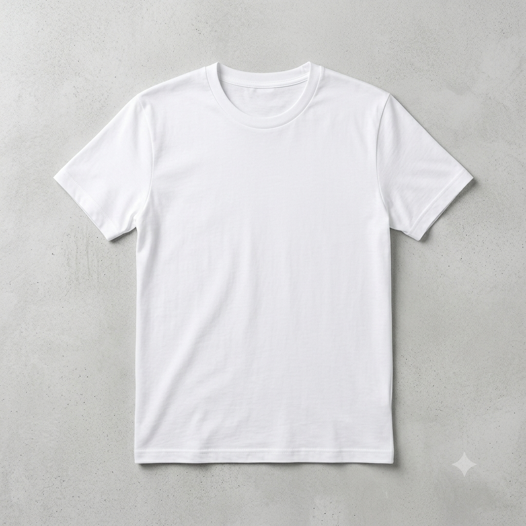 Hombre de pie en el interior de una vivienda, con una camiseta blanca