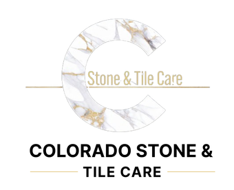 Colorado Stone & Tile Care logo with marble-patterned gold C and black text