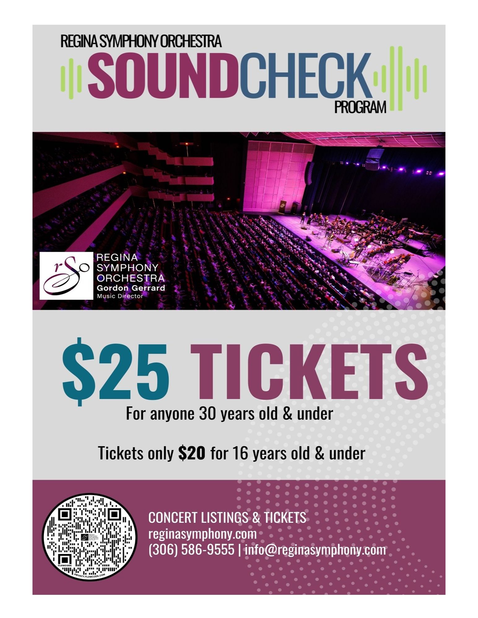 An advertisement for $ 25 tickets for anyone 30 years old and under