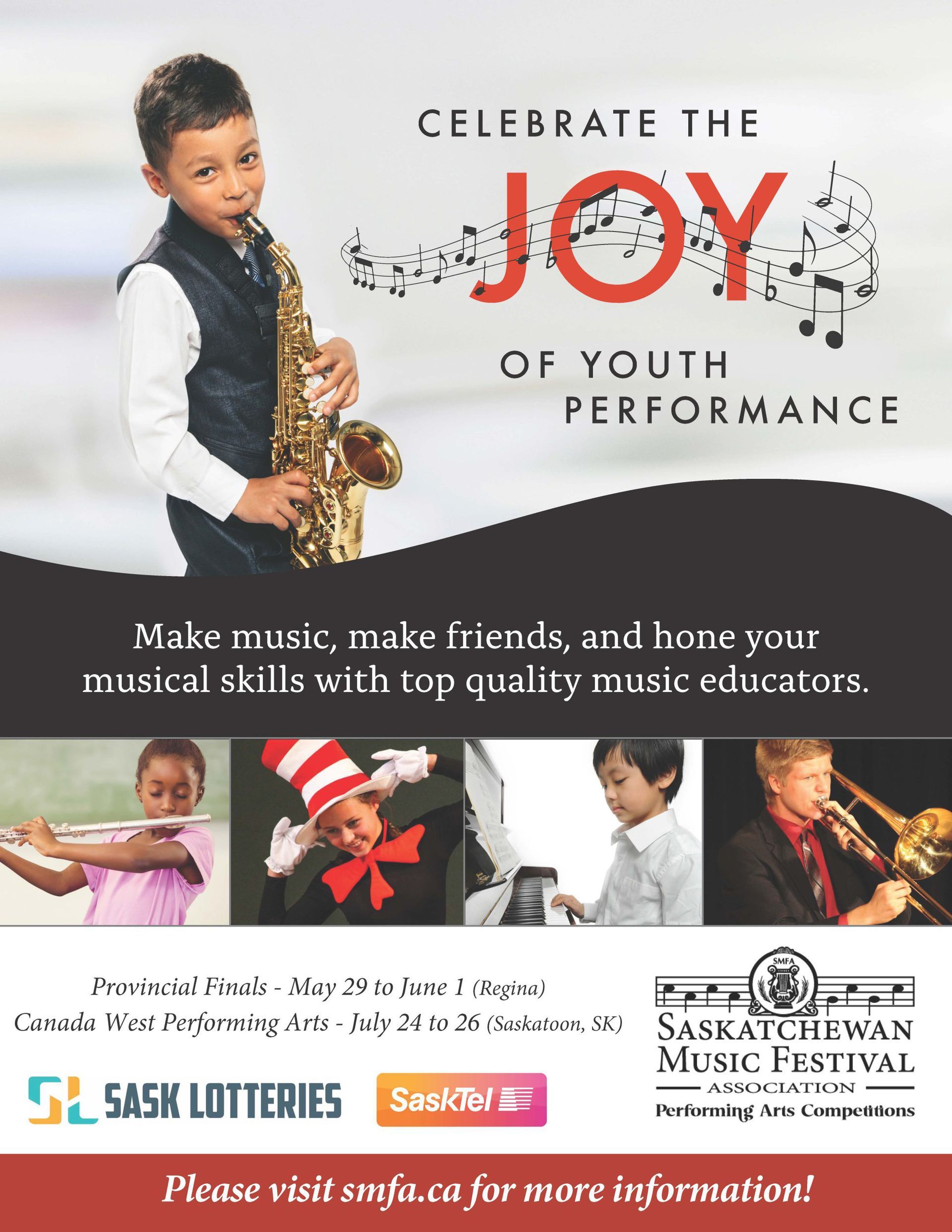 A poster that says celebrate the joy of youth performance