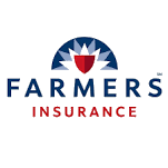 The logo for farmers insurance has a shield on it.