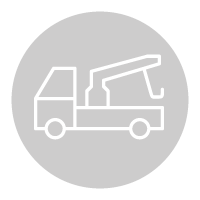 A tow truck with a crane on the back of it in a circle.