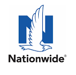 A blue and white logo for nationwide with an eagle on it.