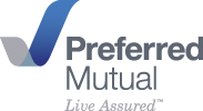 The logo for preferred mutual is a blue check mark.