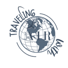 A logo for a travel company with a globe in the center.