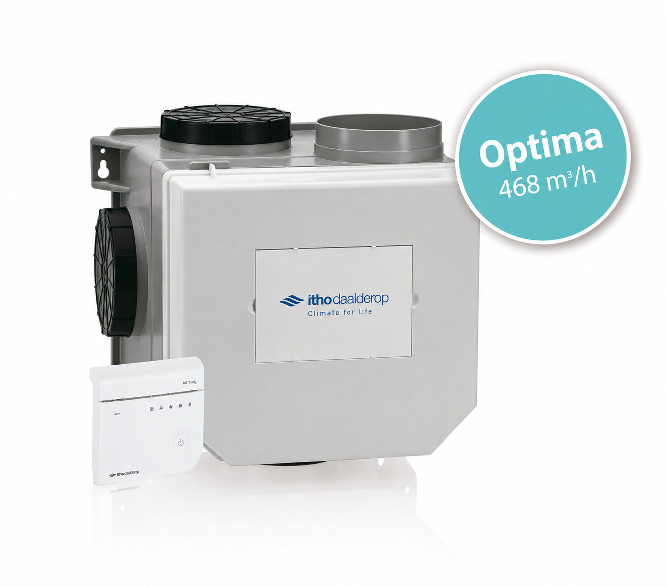 Itho Daalderop CVE-S ECO HE OPTIMA pakket met ventilatie unit 468 m³/h, geintegreerde RV sensor en 1 CO2-sensor