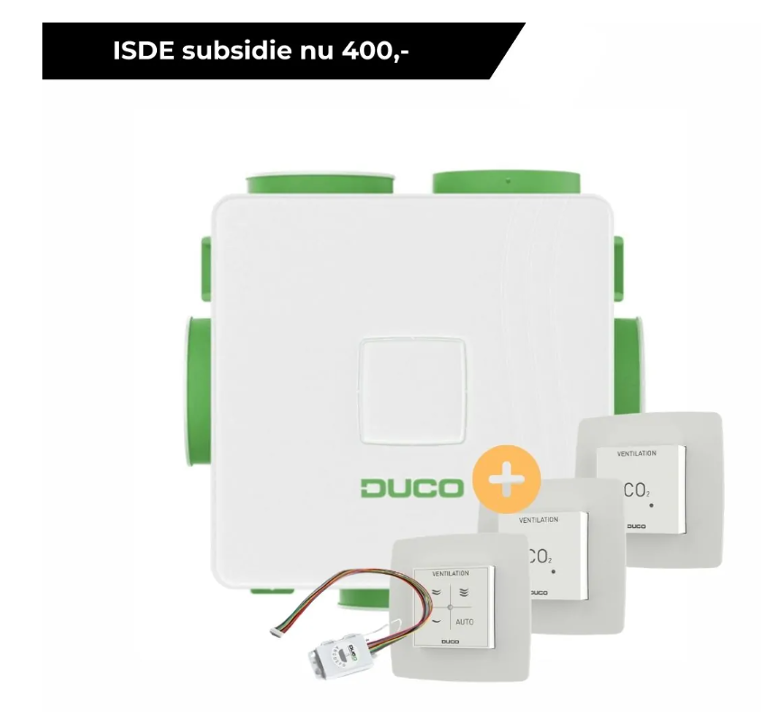 DucoBox Reno 325 m³/h  incl. 2  X CO2 en RF bediening- Euro stekker