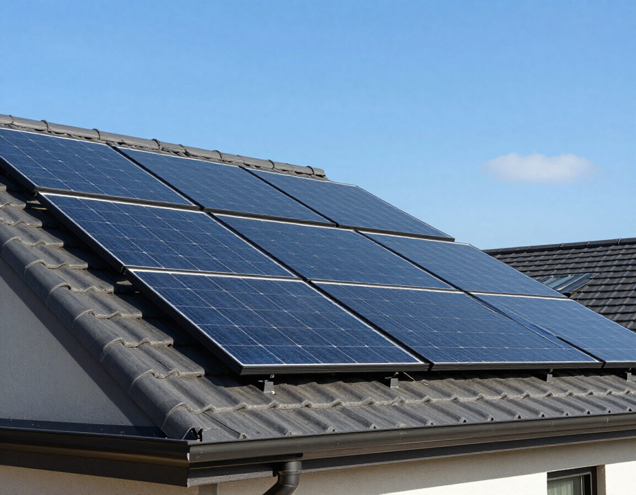 Pannelli fotovoltaici installati su un tetto residenziale