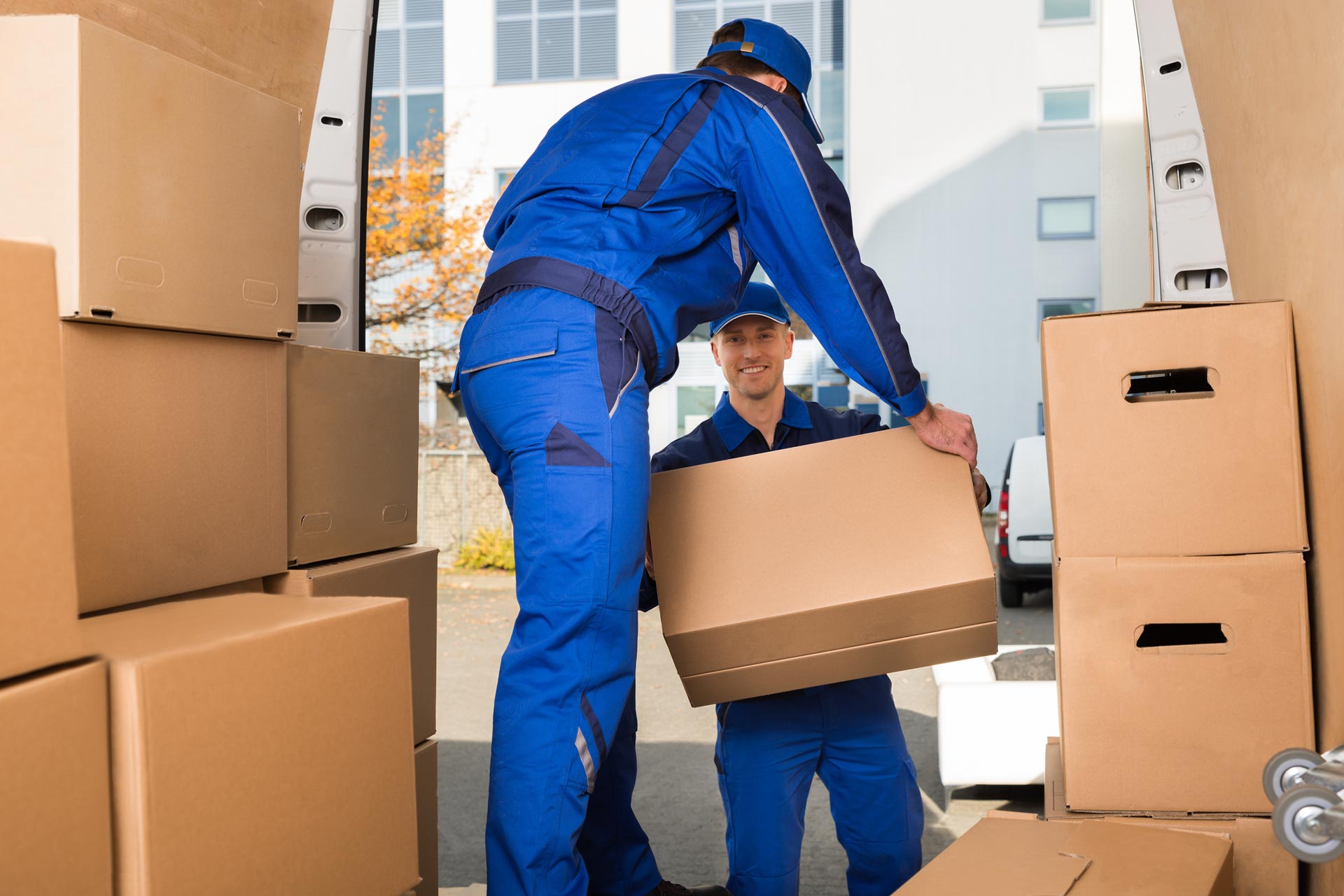 Movers Carrying Box Outside Truck on Street | Springwood, Nsw | Springwood Removals Movers Carrying Box Outside Truck on Street | Springwood, Nsw | Springwood Removals