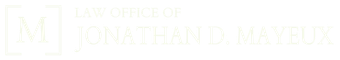 Logo with a large gold “M” and the name “Jonathan D. Mayeux” in elegant gold text on a white background