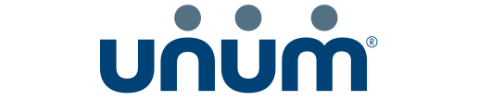 Unum logo in blue lowercase letters on a white background