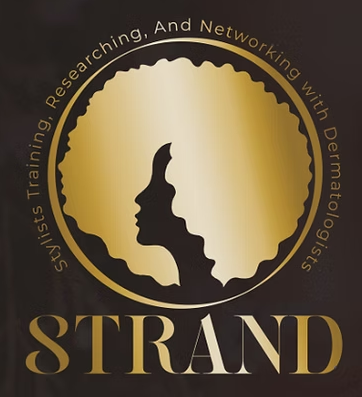 Logo featuring a silhouette of a person with an afro inside a gold circle, with the text 