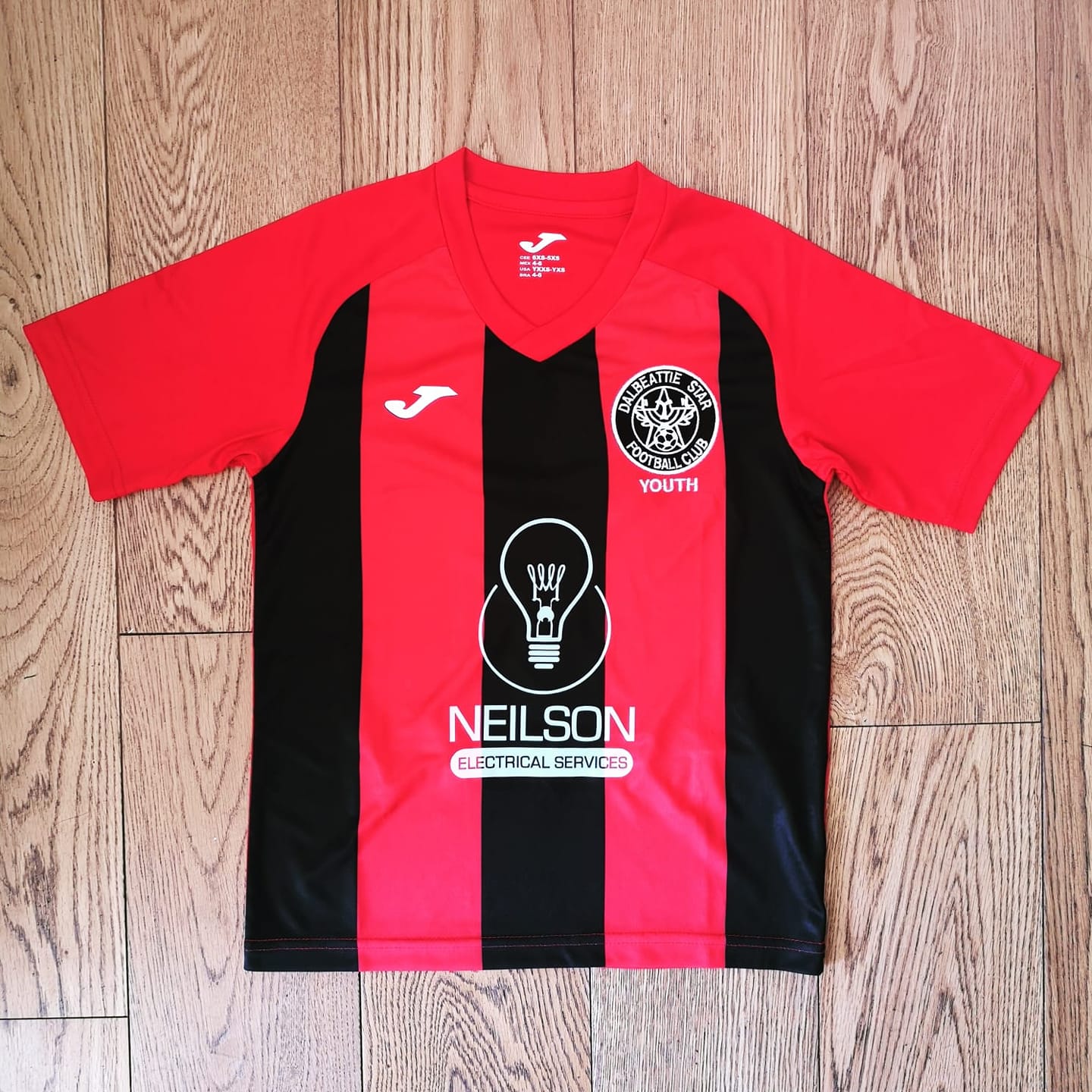 Dalbeattie Star Youth Football Club team strip sponsored by Neison Electrical Services Dalbeattie Star Youth Football Club team strip sponsored by Neison Electrical Services