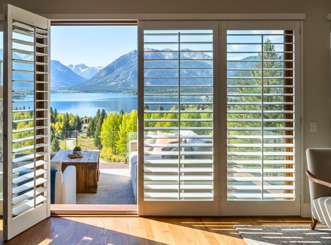 plantation shutters Colorado luxury living room