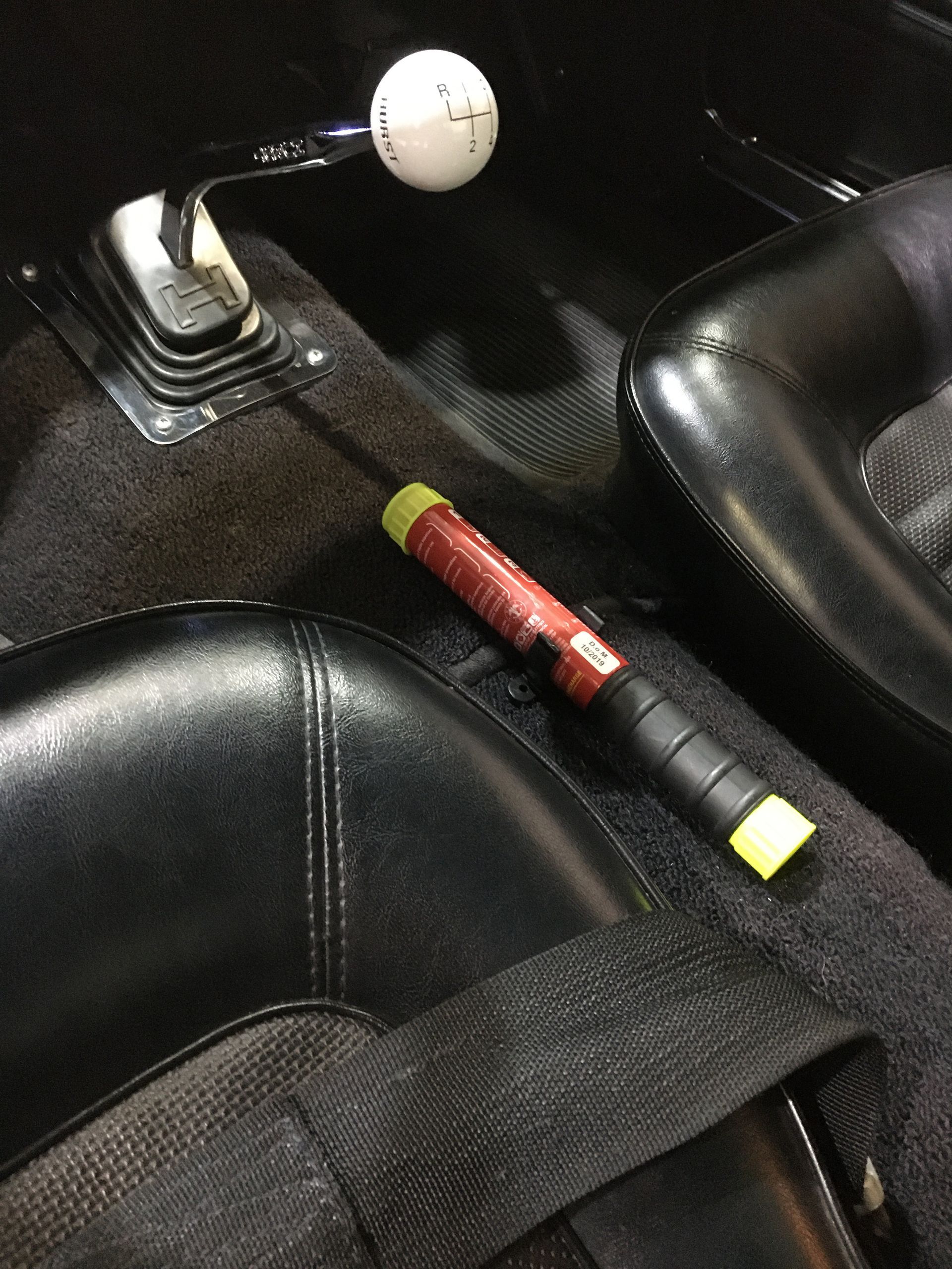 50 second Fire Safety Stick in classic car