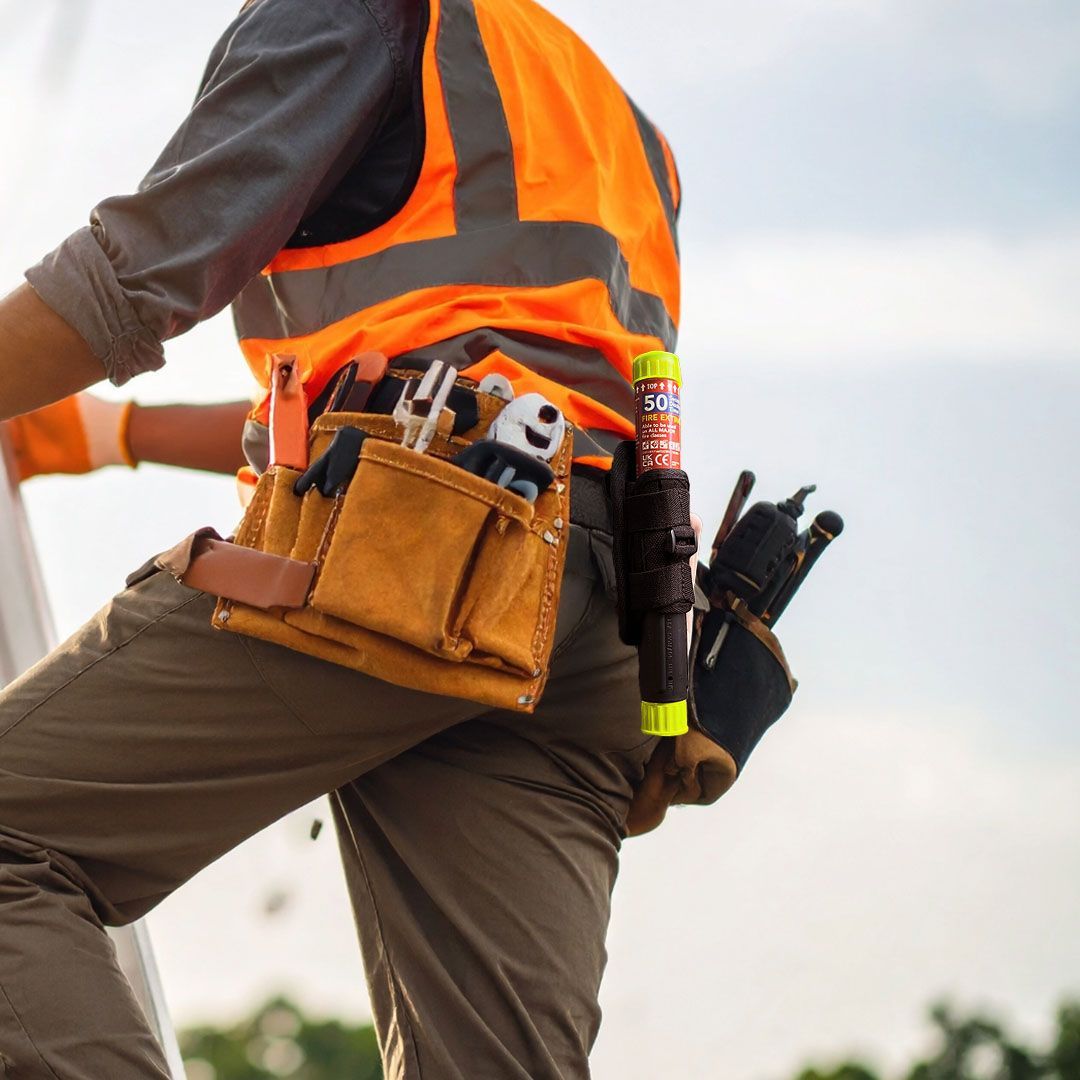 50 second Fire Safety Stick on trade tool belt