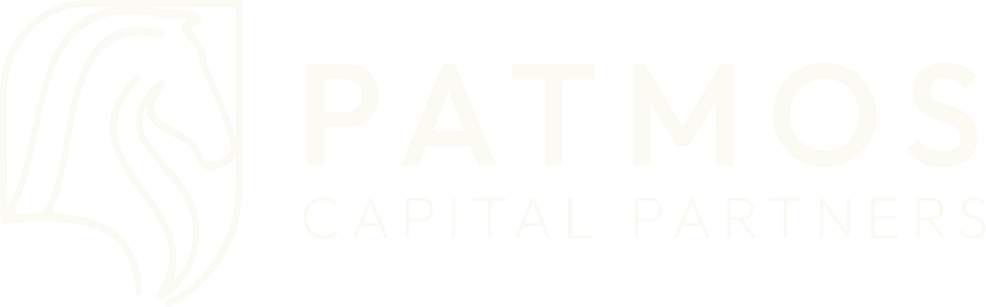 Patmos Capital Partners logo with black stylized palm icon and text on white background