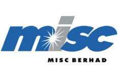 Logo for MISC Berhad, blue text and a starburst design, with 