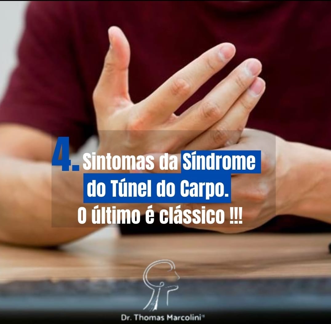 Mãos unidas com o texto e túnel do carpo.