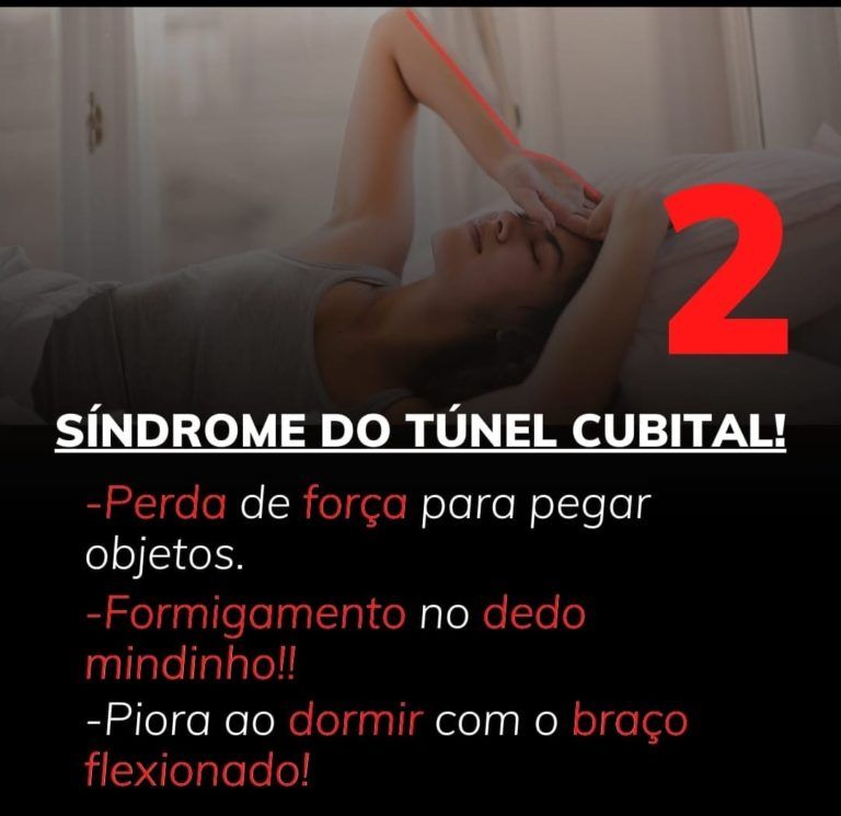 Mulher dormindo com o braço acima da cabeça com o texto 
