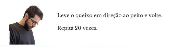 Paciente flexiona o pescoço levando queixo ao peito, alongamento para lesão do plexo braquial