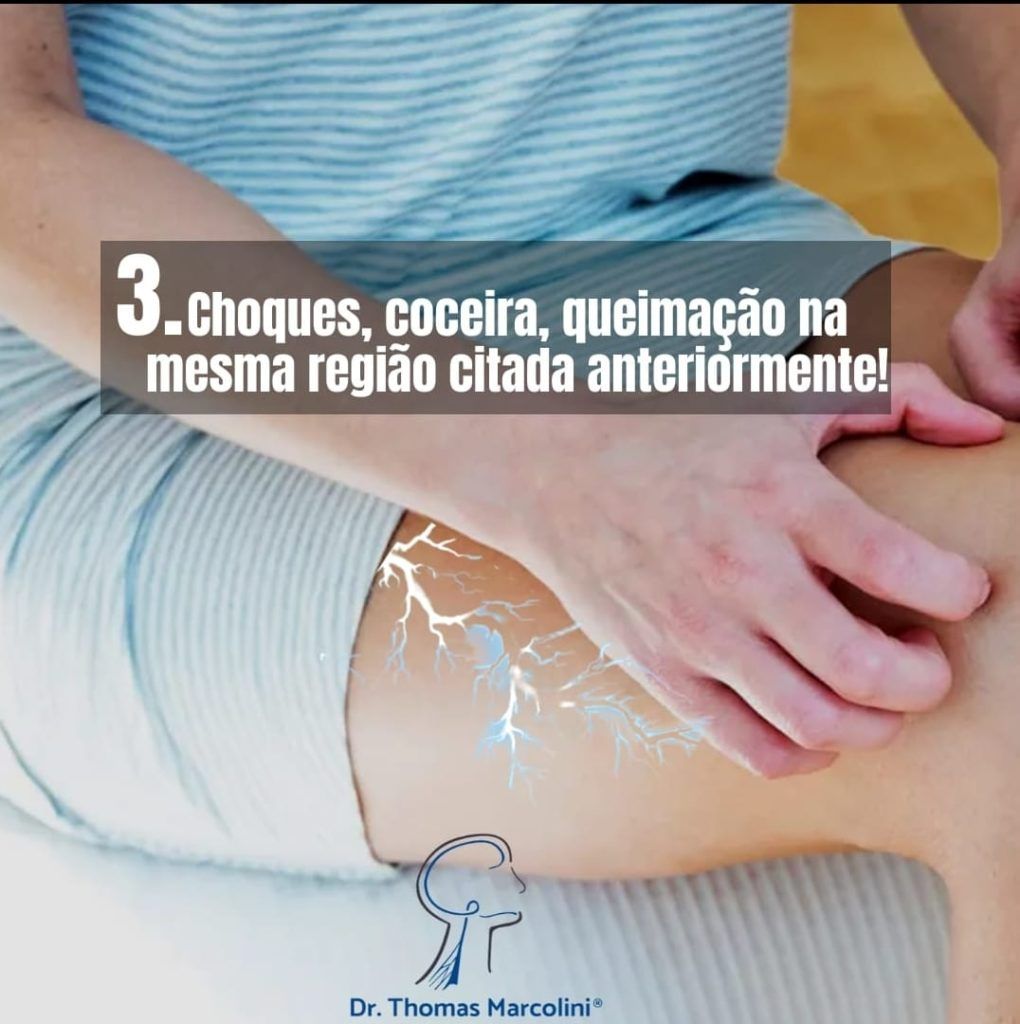 Quadril com ilustração de choque elétrico e o texto