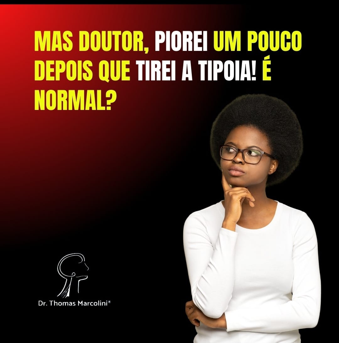Mulher pensativa com a mão no queixo, com o texto