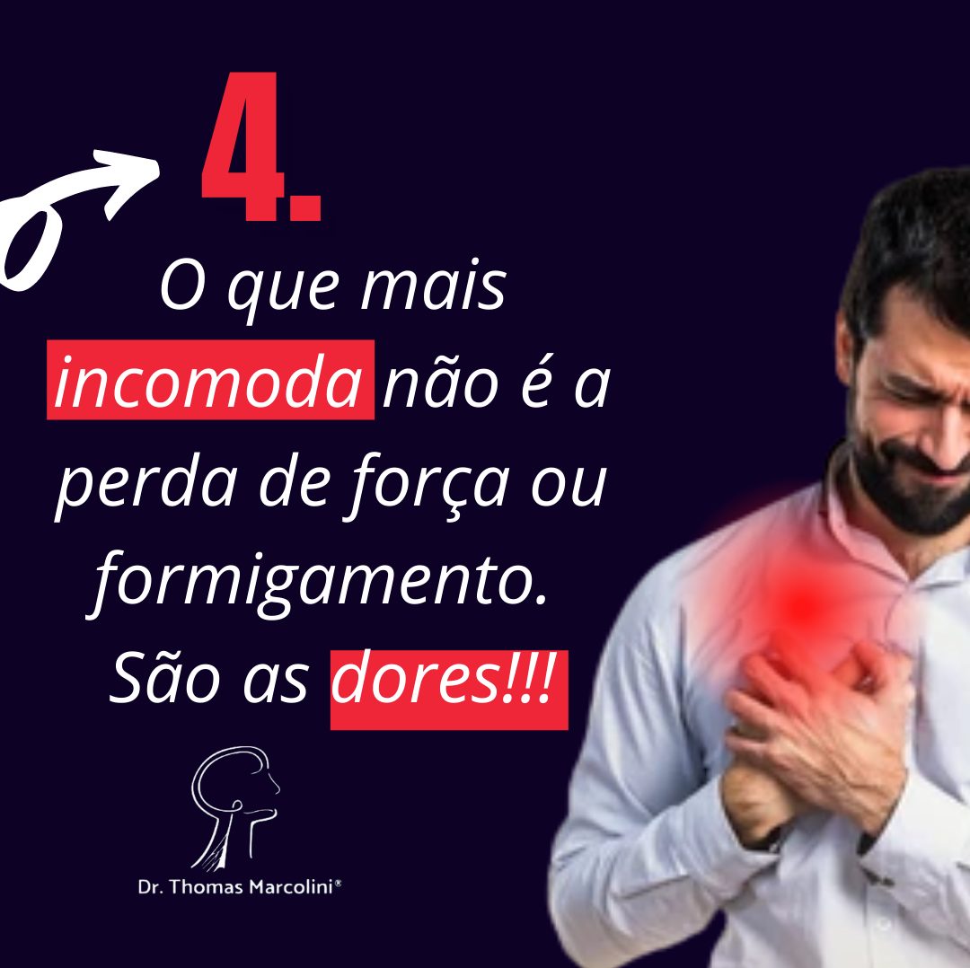 Homem com dor no peito destacada em vermelho, com o texto