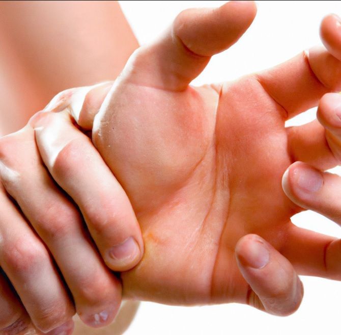 Mão de paciente com deformidade em garra ulnar, sinal de lesão grave e avançada do nervo ulnar