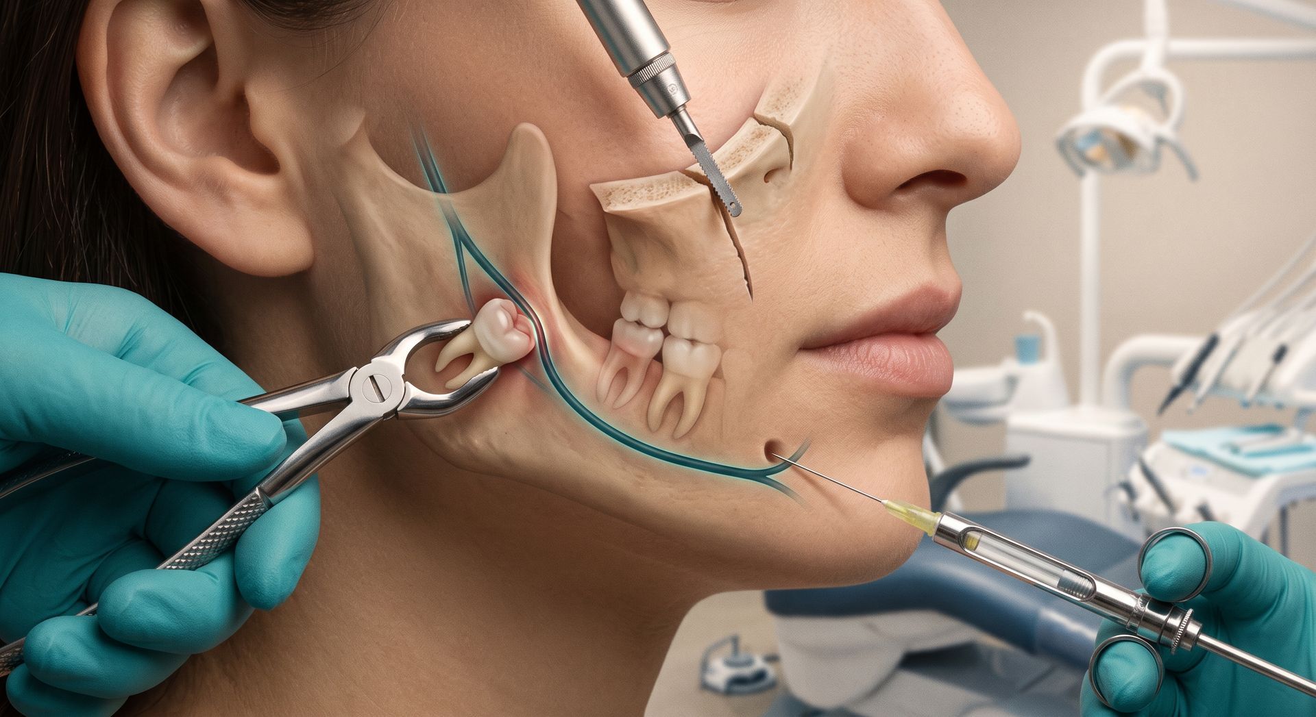 Extração de dente do siso com lesão do nervo lingual, causa de parestesia lingual
