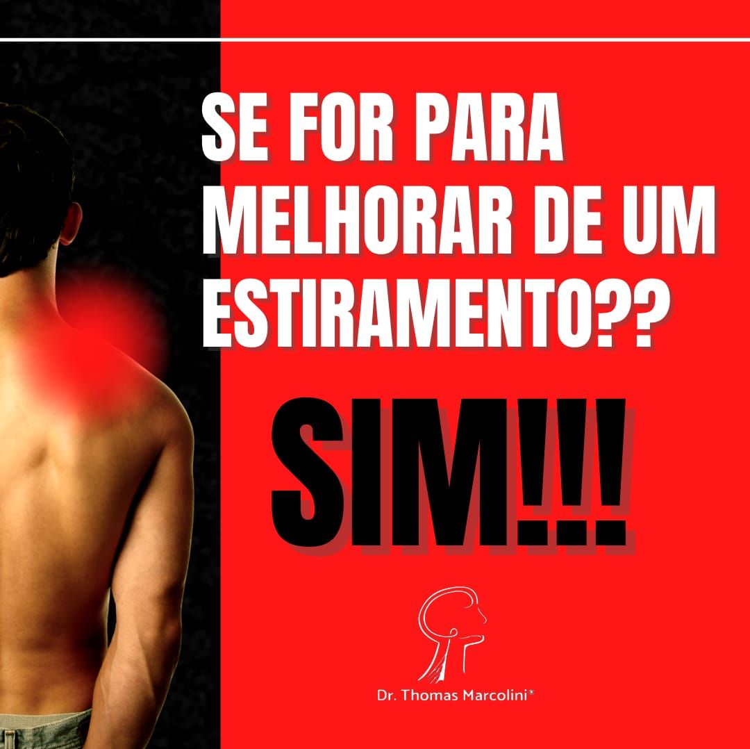 Homem com dor no pescoço e ombro destacada em vermelho, com o texto