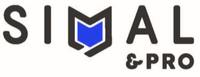 Logo Simal Pro in nero e blu con icona stilizzata a forma di scudo.
