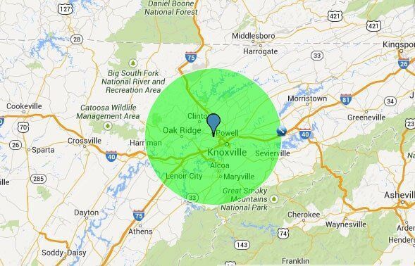 A map with a green circle in the middle