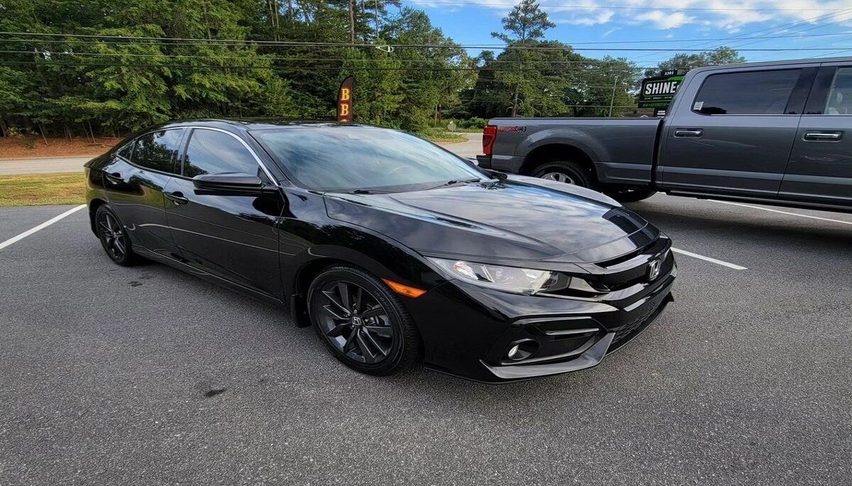 car ceramic coating in a black car.