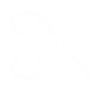 Un logo bianco per un'azienda chiamata bo mac