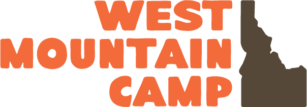 West Mountain Camp logo in orange and brown with a mountain silhouette