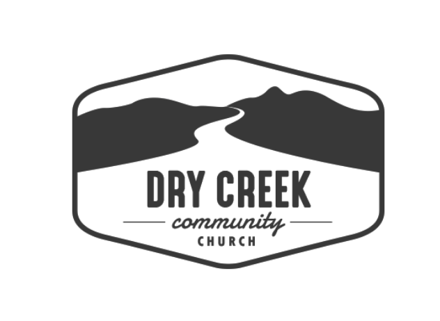 Dry Creek Community Church logo with stylized hills in black and white