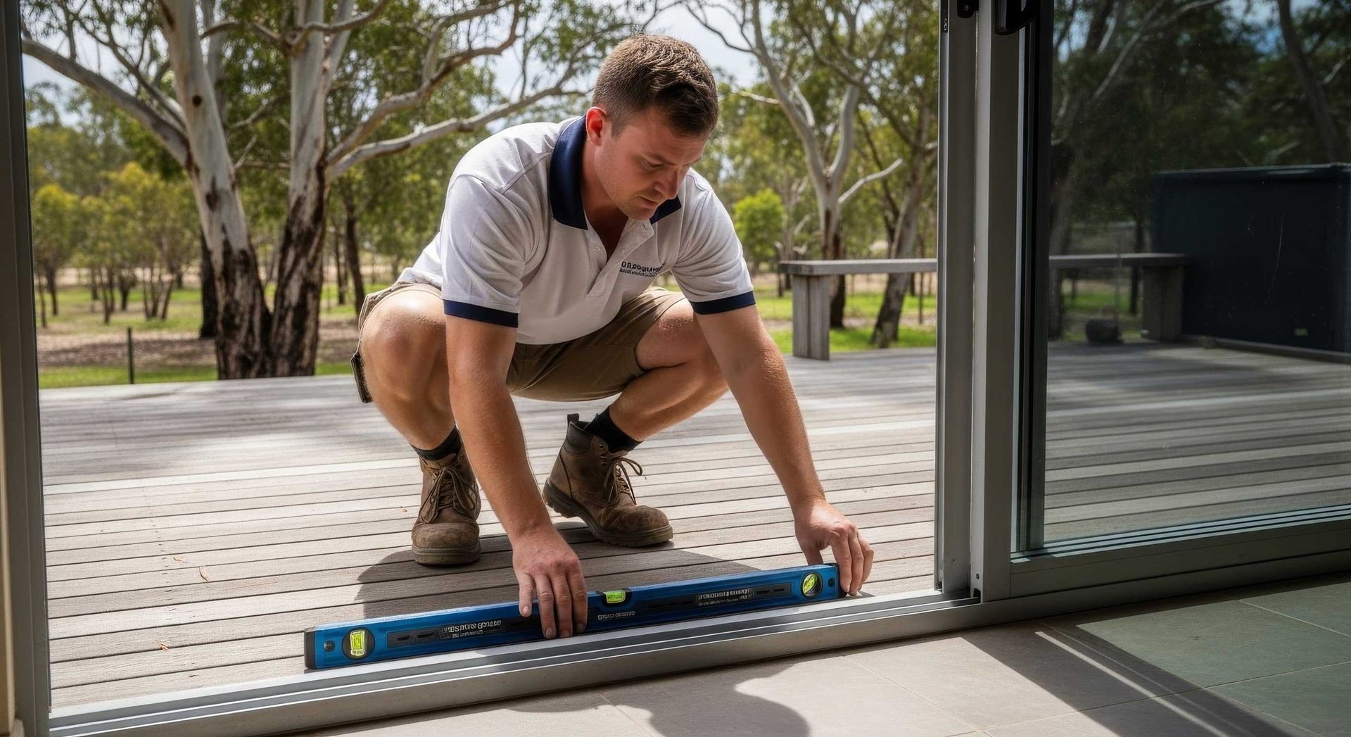 Toowoomba handyman tightening a loose door handle in a hallway