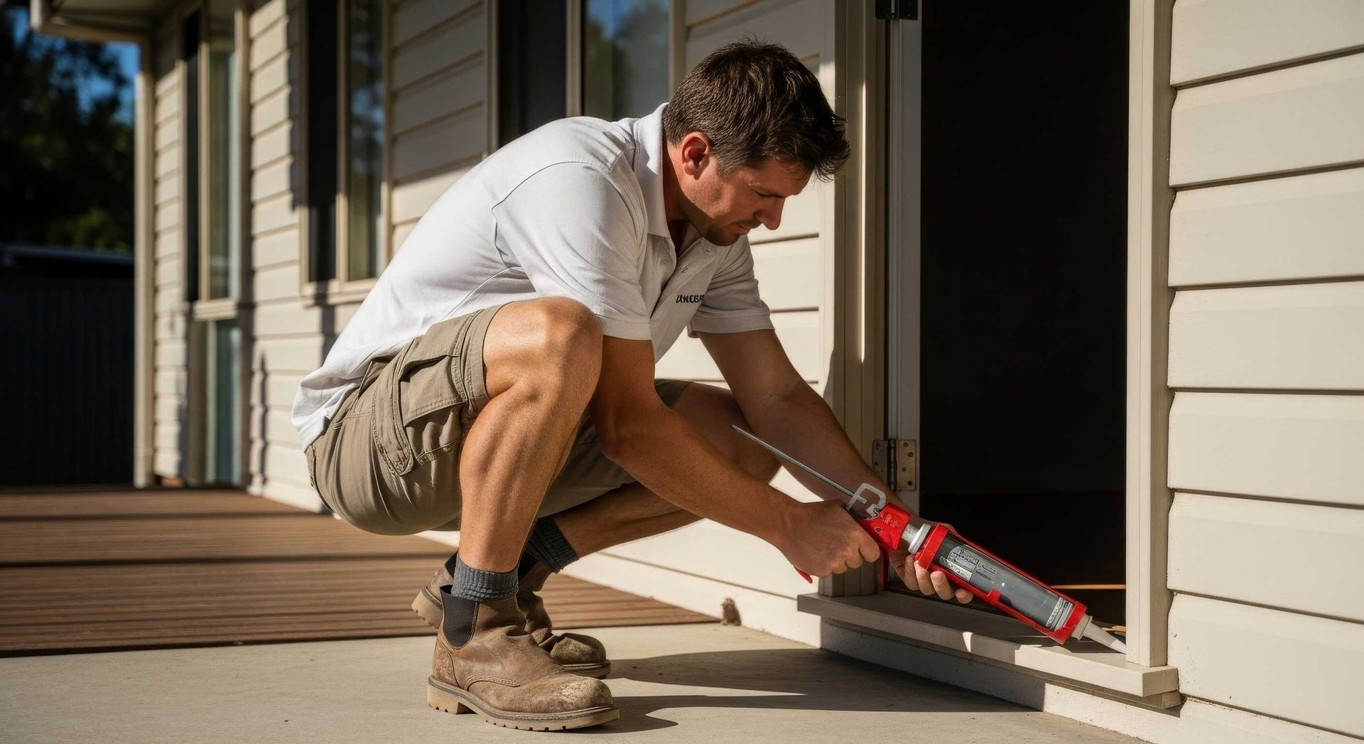 Handyman installing a secure exterior door on a residential home in Toowoomba.