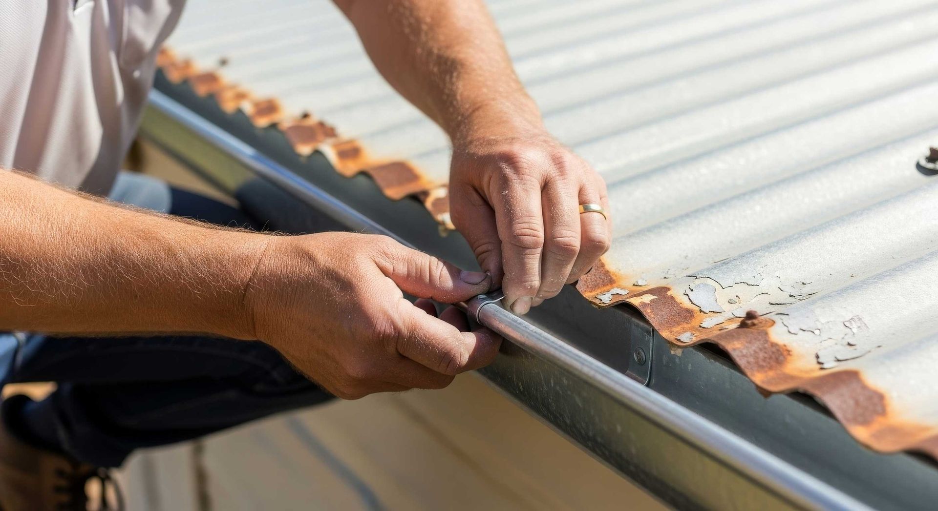 Roof flashing being replaced near gutter by Toowoomba handyman