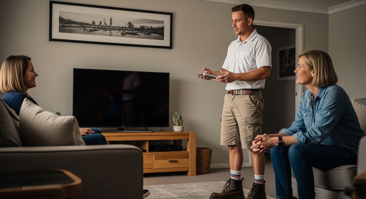Homeowner Discussing Job With Handyman In Toowoomba