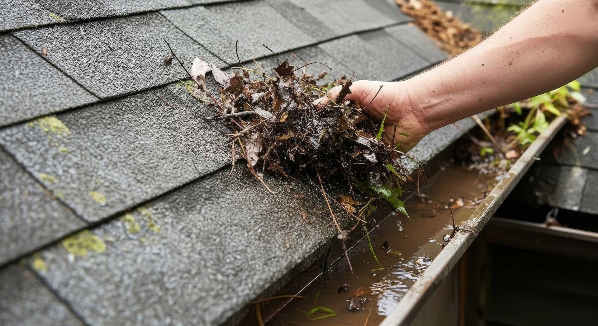 Local Handyman Safely Performing Gutter Cleaning On A Toowoomba Home