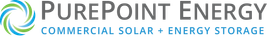 PurePoint Energy logo with blue-green swirl and tagline &ldquo;Commercial Solar + Energy Storage&rdquo;